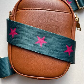 Forest Green And Fuchsia Star Print Bag Strap, 2 of 2
