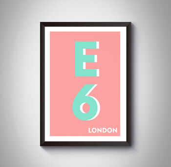 E6 Barking London Typography Postcode Print, 9 of 10