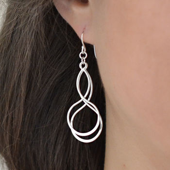 Sterling Silver Dangly Double Loop Earrings, 2 of 3