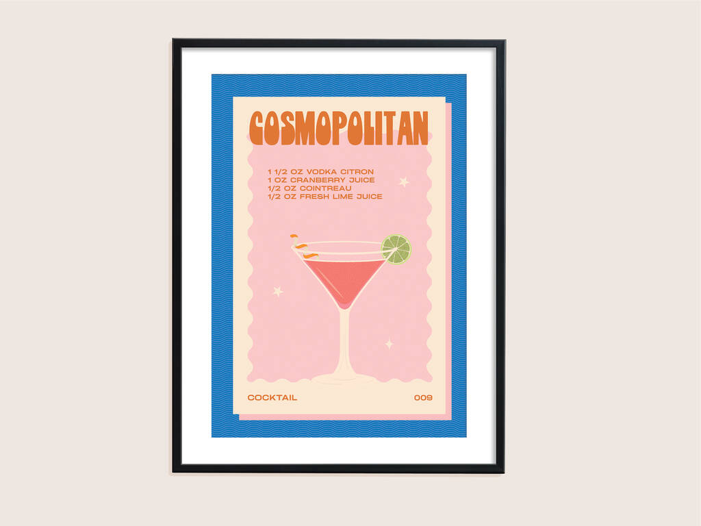 Retro Cosmopolitan Cocktail Print By PROPER GOOD PRINTS |  