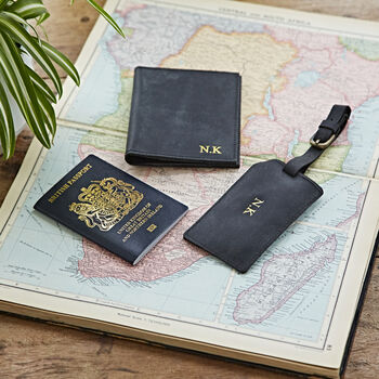 Personalised Leather Passport Cover And Luggage Tag Set, 2 of 10