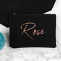 Personalised Rose And Black Cotton Canvas Makeup Bag, thumbnail 3 of 3