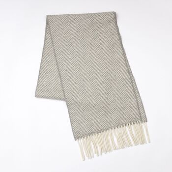 Cashmere Blend Herringbone Scarf, 7 of 12