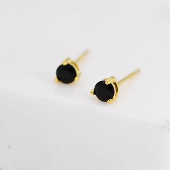 Sterling Silver Tiny Black Diamond Cz Stud Earrings, 6 of 12