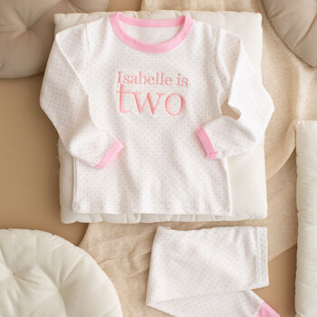 Personalised Name Is Age Birthday Pink Pyjamas, 4 of 5