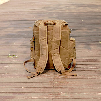 Waxed Canvas Backpack With Draw String, 8 of 12