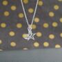 Moon And Star Outline Silver Necklace, thumbnail 2 of 4