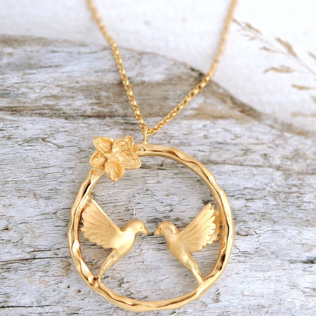 Turtle Dove Infinity Necklace In Gold Plated Silver, 1 of 5