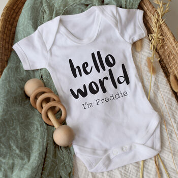 Hello World New Baby Vest, 2 of 4