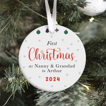 Personalised First Christmas As Nanny And Grandad Gift Ornament, 2 of 7