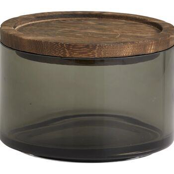 Basil Smoked Glass Storage Jar With Wooden Lid, 2 of 5