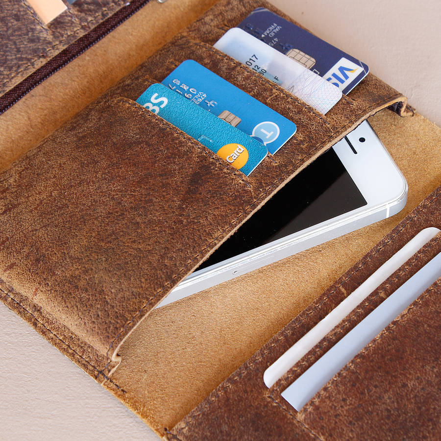 personalised leather trifold wallet and smartphone case by scaramanga ...