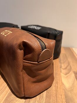 Personalised Wash Bag Full Grain Leather Look Nu Hide Pu, 9 of 9