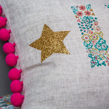 Personalised Name And Glitter Stars Cushion, 6 of 7