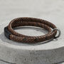 Men’s Personalised Brown Leather Message Bracelet, thumbnail 1 of 5