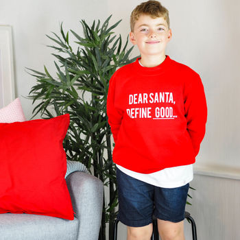 Children's Dear Santa, Define Good Christmas Jumper, 2 of 5