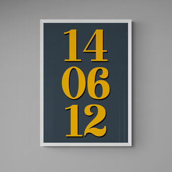 Personalised Special Date Grey And Yellow Wall Art, 4 of 7