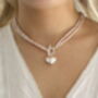 Double Strand Pearl And Silver Heart Necklace, thumbnail 4 of 11