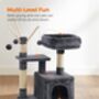 72cm Three Level Grey Cat Tree With Three Pompoms, thumbnail 3 of 8