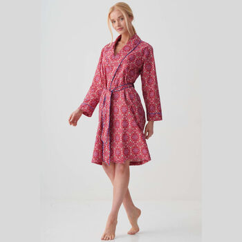 Women's 'Byzantine'' Paisley Crisp Cotton Short Robe, 3 of 5