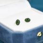 Genuine Green Japer Jade Stone Oval Stud Earrings, thumbnail 3 of 12