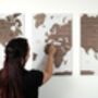 Large Personalised Wooden And Mirror World Map Wall Art, thumbnail 2 of 7