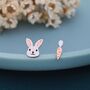 Mismatched Rabbit And Carrot Stud Earrings In Sterling Silver With Partial Rose Gold, thumbnail 8 of 12
