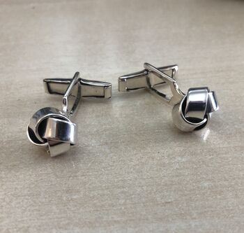 Sterling Silver Woven Knot Cufflinks, 2 of 6
