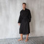 Navy Linen Robe For Men, thumbnail 3 of 12