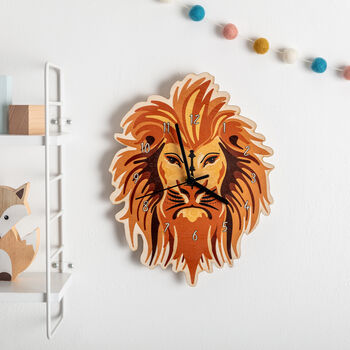 Lion Wooden Bedroom Wall Clock, 2 of 7
