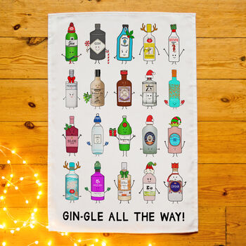 Funny Gin Christmas Tea Towel, 2 of 4