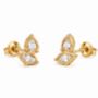 Marquise Cz Bezel Earring Studs In 18 K Gold And Silver Leaf Stud Earrings, thumbnail 6 of 9