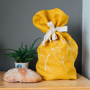 Hedgerow Flowers Linen Bread Bag, 4 of 7