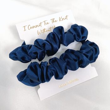 I Cannot Tie The Know Without You Bridesmaid Scrunchies Navy, 2 of 3