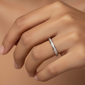 Women's Silver Eternity Ring — Dainty Stacking Band With Sparkling Cz Stones, 2 of 4