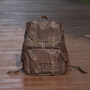 Military Style Genuine Leather Backpack In Brown, thumbnail 1 of 12
