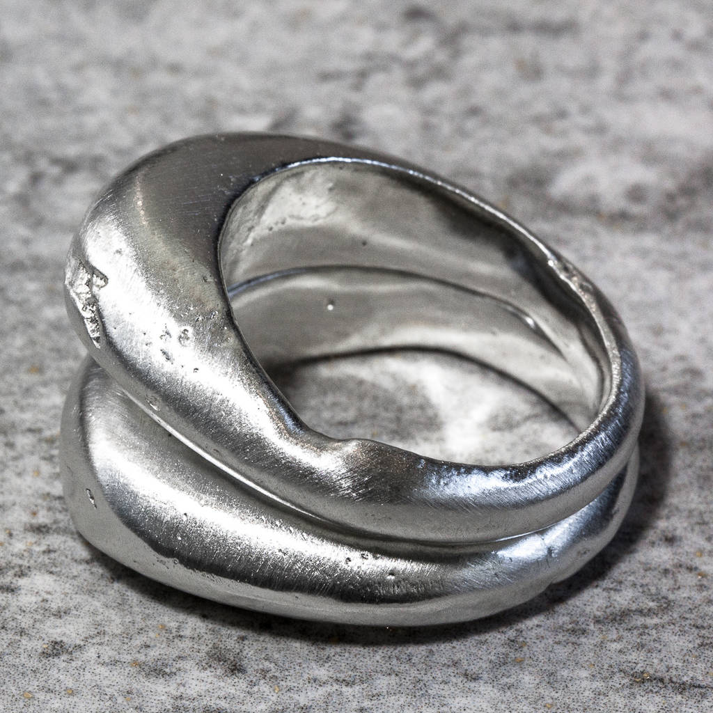sterling silver stacking sand cast boulder rings by the jewellery ...