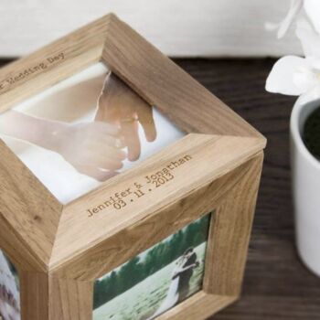 Personalised Oak Wedding Photo Cube, 2 of 6