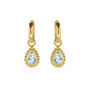 March Birthstone Aquamarine Gold Plated Huggie Hoop Earrings, thumbnail 2 of 12