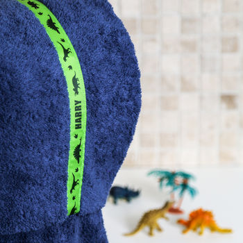 Dinosaur Personalised Hooded Towel | From Baby To Tween, 3 of 9