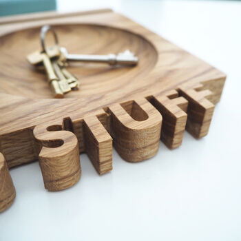 Personalised Solid Oak Desk Tidy And Phone Stand, 3 of 6