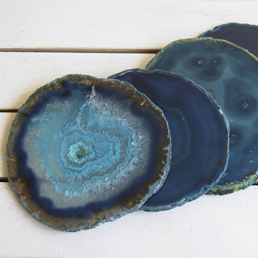 teal agate coaster set of two by lustre | notonthehighstreet.com