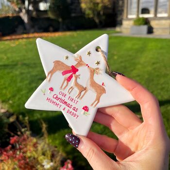 Christmas Ceramic Hanging Star For New Parents, 2 of 4