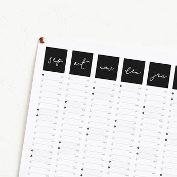 2024 2025 Mid Year Black And White Script Calendar, 2 of 4