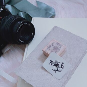 Camera Design Personalised Name Rubber Stamp, 3 of 3
