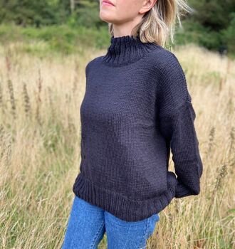 The Coco Wool And Organic Cotton Sweater In Black, 2 of 4