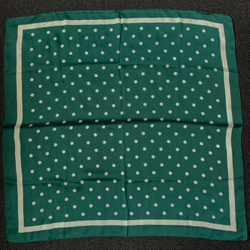 Dark Green Polka Dot Silky Scarf, 4 of 4