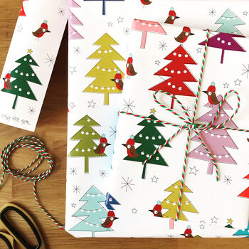 Robin And Christmas Tree Christmas Wrapping Paper, 11 of 11