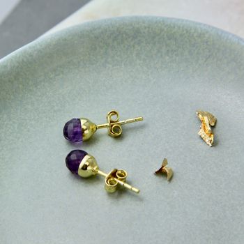 Petite Amethyst Stud Earrings, 2 of 8