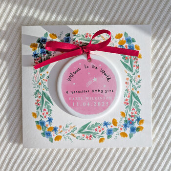 Personalised New Baby Card With Ceramic Ornament, 3 of 5